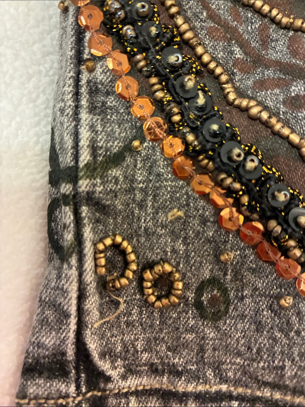 Chico's Gray Flare Jeans with Paisley Embroidery - Picture 15 of 15